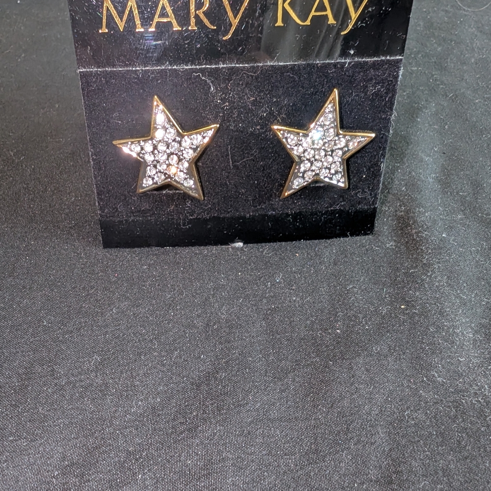 Mary Kay Star Clip On Earrings with Rhinestones